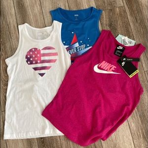 Girls large athletic shirts bundle- Nike & DSG all brand new w/ tags